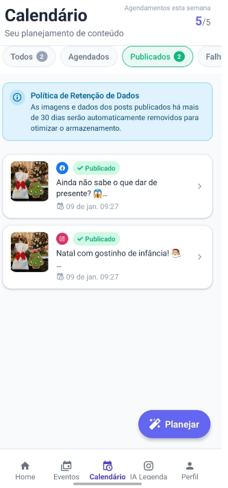 Calendário Editorial